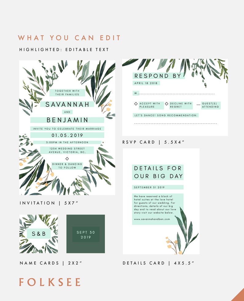 Greenery Wedding Invitation Nature Wedding Invitation Winter Wedding Invitation Eucalyptus Wedding Invitation Invitation Template image 5