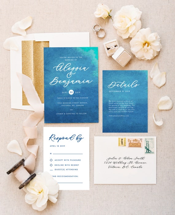Beach Wedding Invitation Destination Wedding Invitation Etsy