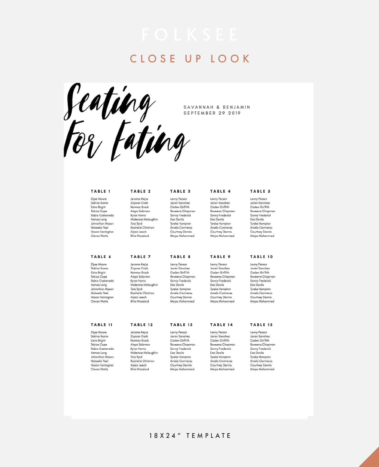 Wedding Seating Chart - 250 People - Seating Chart for Large Wedding ...