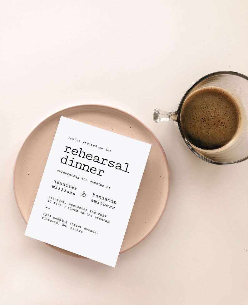 Rehearsal Dinner Invitation Template Dinner Invitation 5x7 Rehearsal Dinner Invitation