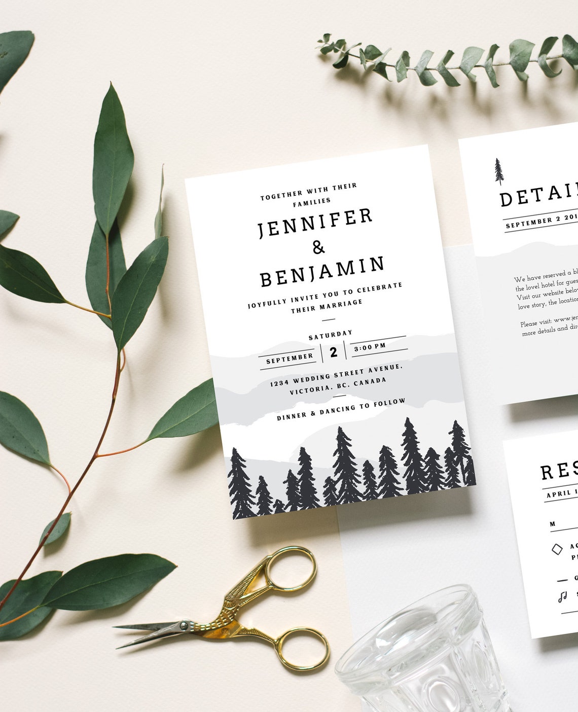 Mountain Wedding Invitation Smoky Mountains Forest Etsy