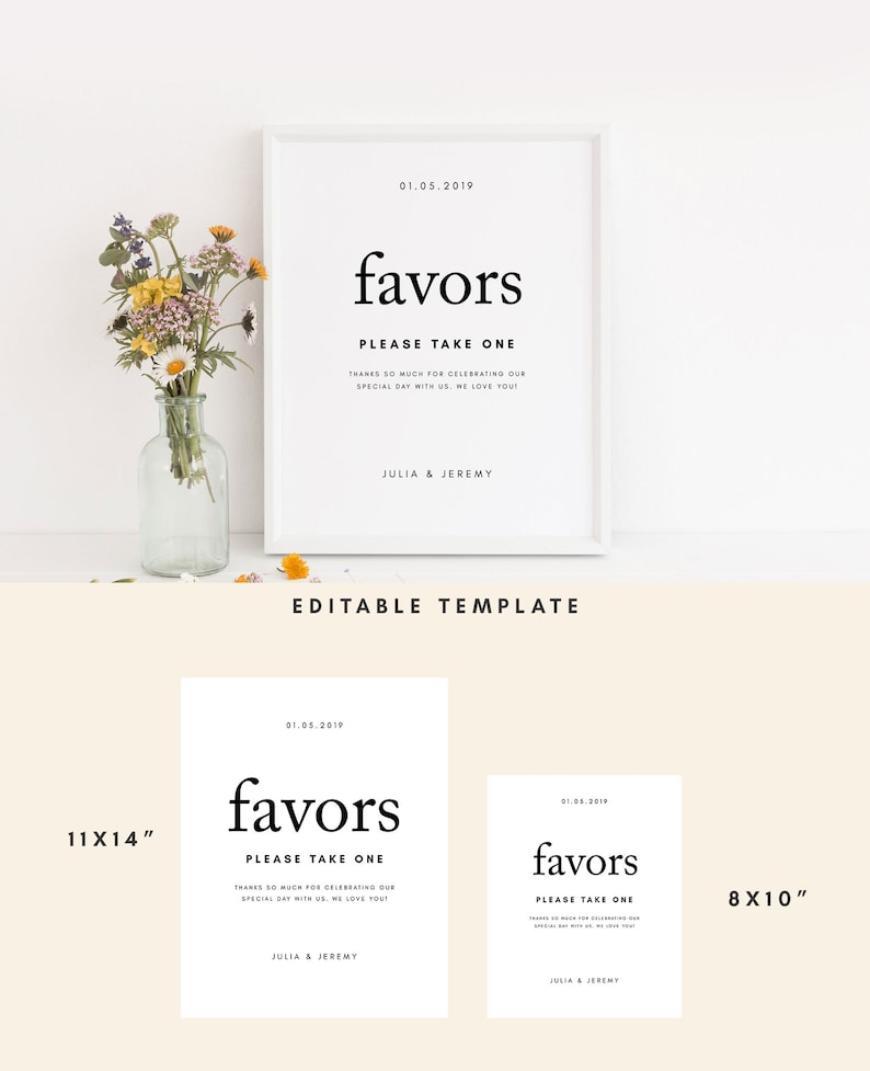 Wedding Favor Sign Wedding Favor PDF Reception Sign Wedding Favor Ideas ...