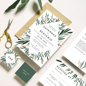 Greenery Wedding Invitation Nature Wedding Invitation Winter Wedding Invitation Eucalyptus Wedding Invitation Invitation Template image 2