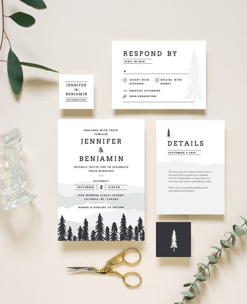 Mountain Wedding Invitation Smoky Mountains Forest Invitation Trending Now Mountain Invitation Best Selling Items image 1