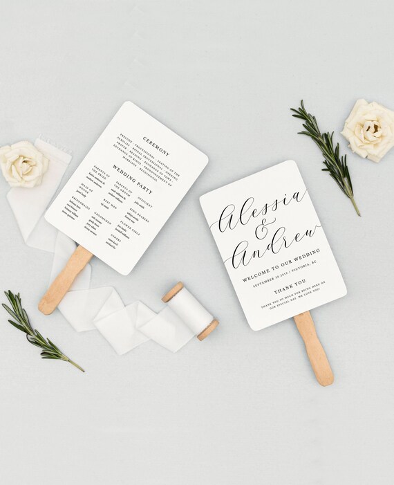 Wedding Program Fan Wedding Program Template Printable Etsy