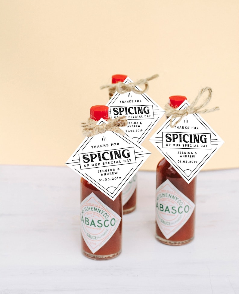 Hot Sauce Wedding Tag Favor Tags Printable Tags Gift Tags 2x2 Tags Spicy Sauce Wedding Stationery Hot Sauce BBQ Sauce image 1