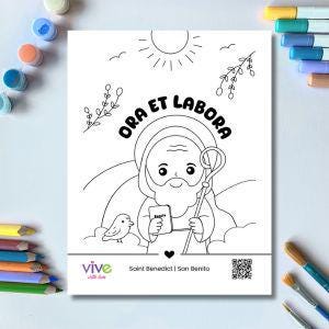 Coloring page, St Benedict Cute