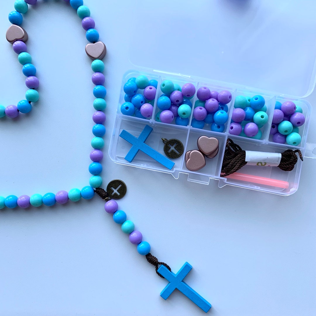 Rosary Make Your Own Rosary Hearts Rosary Making Kit Craft Etsy