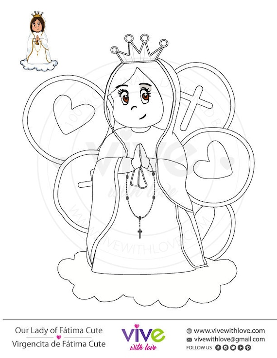 Fatima Coloring Page Our lady coloring Page Our lady | Etsy