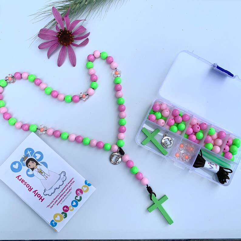 Rosary Making Kit Flowers, DIY Rosary, Craft Kit, First Communion, Make