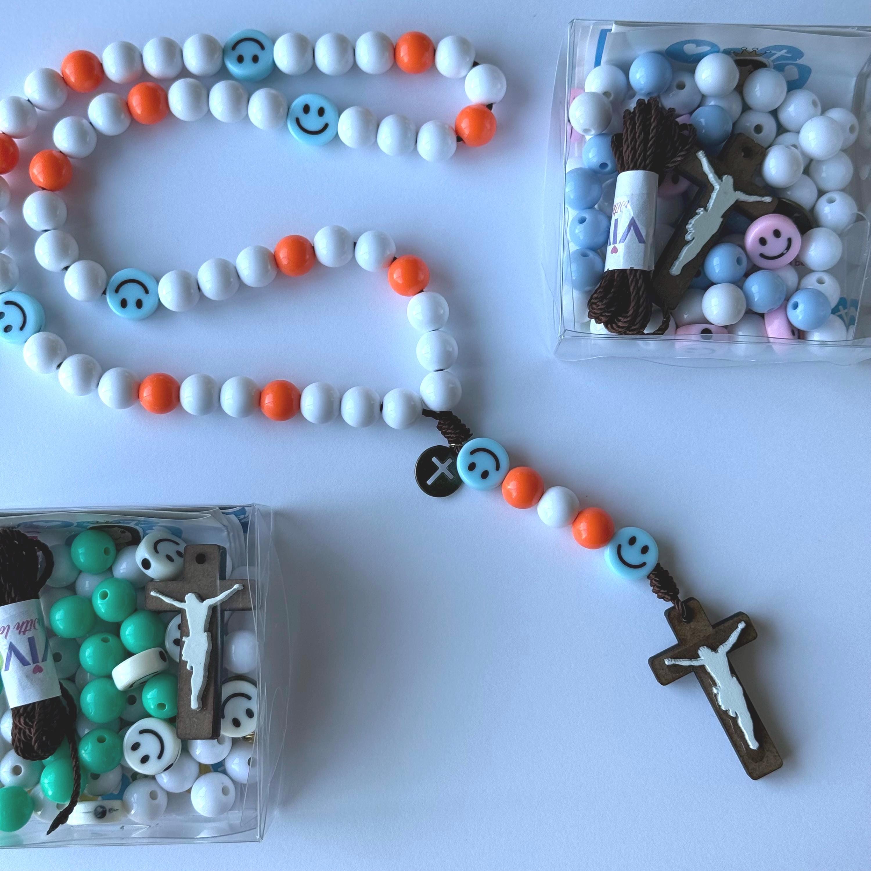 Rosary Making Kit Happy Face DIY my first Rosary Catholic Craft.