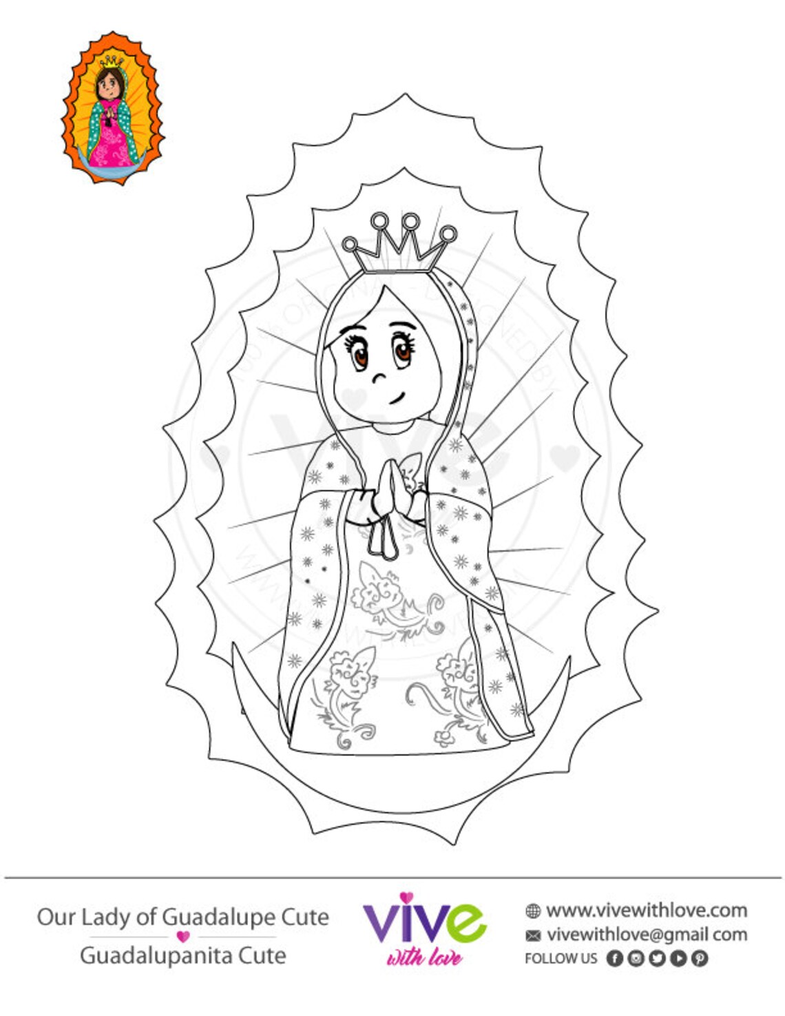 Our Lady Coloring page Printable coloring page Homeschool | Etsy