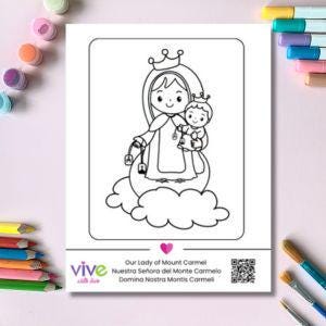 Our Lady of Mount Carmel Cute, coloring page, saints.