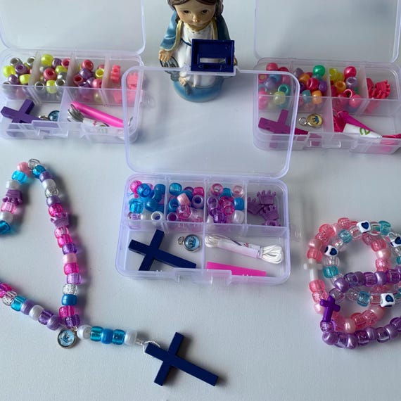 Princess Rosary and Bracelet Craft Kit, DIY Prayer Beads, Make