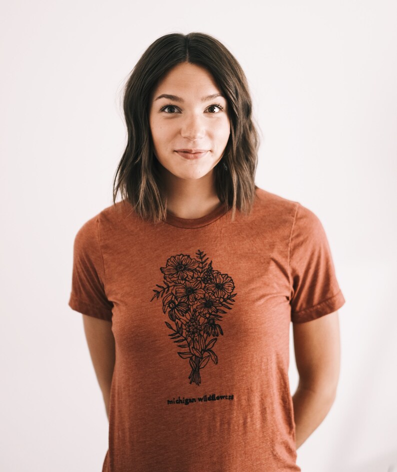 Michigan Wildflowers Tee Rust