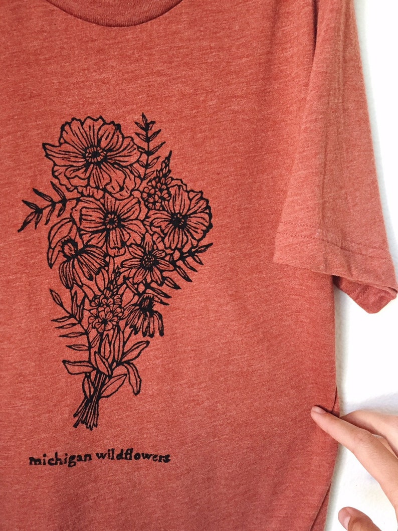 Michigan Wildflowers Tee Rust