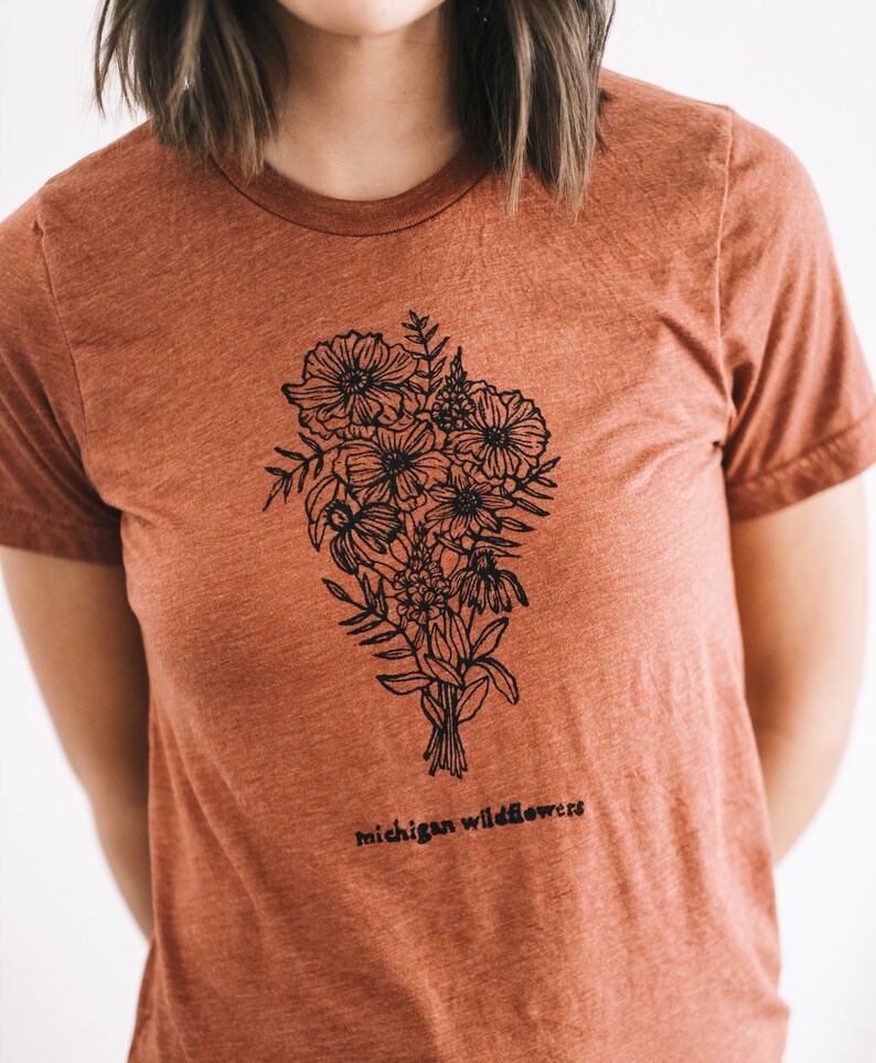Michigan Wildflowers Tee Rust