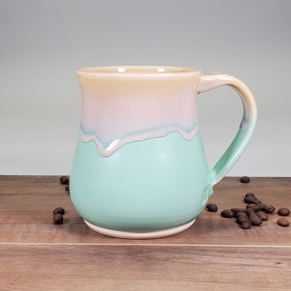 Seafoam, Seafoam Green, Seafoam Decor, Coffee Mug Pottery, Ceramic Coffee Mug, Pottery Mugs, Green Tea Cup, Green Tea Mug, Stoneware