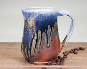 Blue Mug, Blue Coffee Mug, Blue Tea Cup, Coffee Mug Pottery, Handmade Coffee Mug, Tea Mug Pottery, Wheel Thrown Mug, Coffee Lover Gift