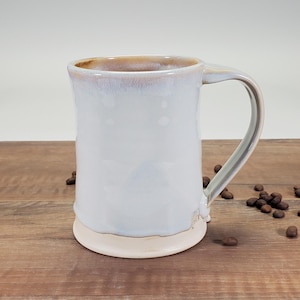 Handmade Pottery Tea Mug: Pale Blue-Grey Ceramic Tankard (16 oz)