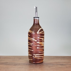 Olive Oil Bottle Dispenser, Shino Glaze, Wood Fired, Olive Oil Dispenser, Oil Cruet