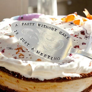 Hand Stamped Vintage Cake Server: Julia Child Quote, Silver Plated
