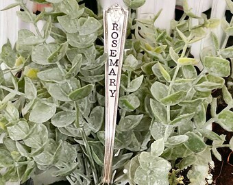 Hand Stamped Vintage Silver Herb Markers - Set of 4