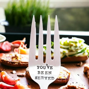 You’ve Been Served hand stamped vintage serving fork, meat fork, turkey fork, Thanksgiving, gift for mom, thanksgiving gift