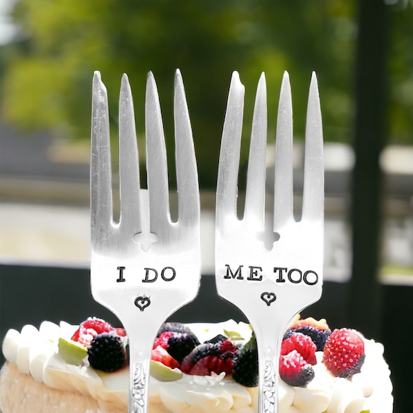 I Do Me Too hand stamped vintage personalized and customized cake forks, shower,wedding gift, shower gift, anniversary gift, Christmas gift