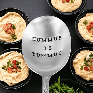 Hummus is Yummus Spoon personalized customized soup sized spoon, Hostess gift,  chips and dip, birthday gift