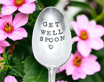 Hand Stamped Vintage Teaspoon: Get Well Gift