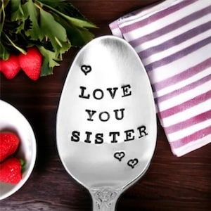 Hand Stamped Vintage Silver Plate Teaspoon, Sister Gift