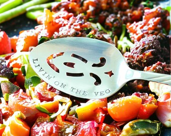 Hand Stamped Vintage Silver Plated Serving Spoon - Living’ On The Veg