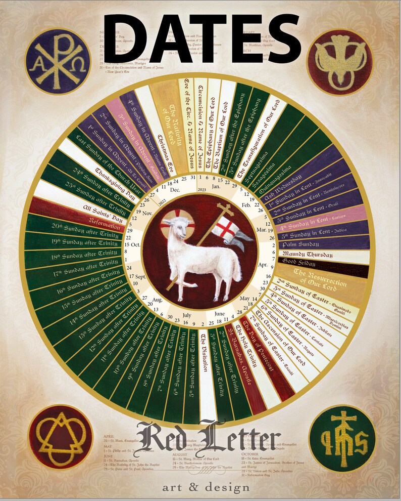 202223 ONE YEAR Lectionary Liturgical Calendar LUTHERAN Etsy