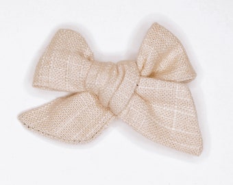 Beige linen Hair bow