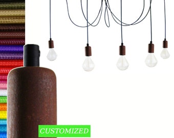 Rusty Spider 5 Lámpara colgante Cable negro multicolor E27 Loft moderno Estilo vintage  industrial negra Lámpara moderna de 5 puertos