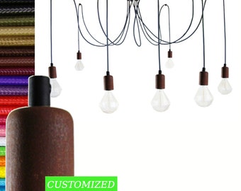 Rusty Spinne 7 Hängende Pendelleuchte Schwarz Kabel E27 Modern Loft Vintage Style l Industrielle Schwarze Lampe l 7 Port Moderne Lampe