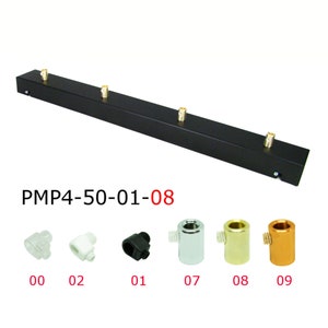 Svart rektangulär baldakin 50 cm 2-5 portar Metall takkopp för pendellampa Baldachin takplatta Multilamphållare Belysningstillbehör