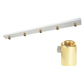 Witte rechthoekige luifel 115 cm lang 0-5 poorten Metalen plafondkap voor hanglamp Baldachine 45,28" en gloeilamphouder Verlichtingsaccessoires