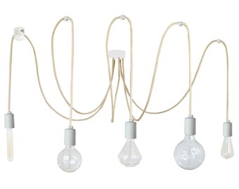 Spider 5 hangende hanglamp wit of zwart veelkleurig kabel E27 moderne stijl + gratis verzending