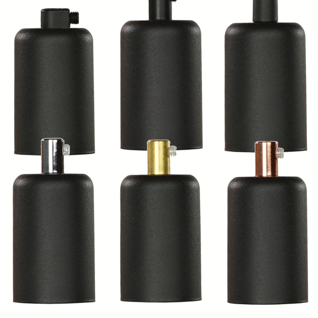 E27 Cylindrical Lamp Holder Kit Black Metal Bulb Holder for Use With