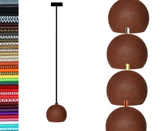 Rusty Single Pendelleuchte One Bulb Hängeleuchter Black Ball Lamp 1-Port Leinen Textilkabel  für Lampe