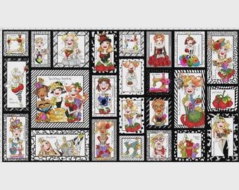 Sew Curious Sewing Lady Fabric 24" Panel Loralie Designs Ladies Scenes Cotton