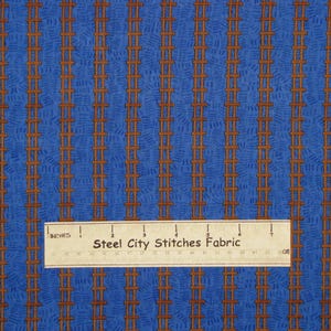 Barnyard Friends Split Rail Fence Farm Fencing Blue Brown SSI Cotton Fabric YARD