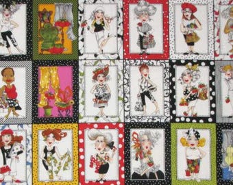Loralie Designs Sewing Ladies Fabric Sew Fabulous Lady Scenes Cotton 24" Panel