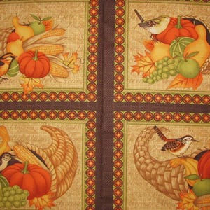 Debbie Mumm Harvest Cornucopia Fruit Autumn Fabric Placemat Project 29" PANEL