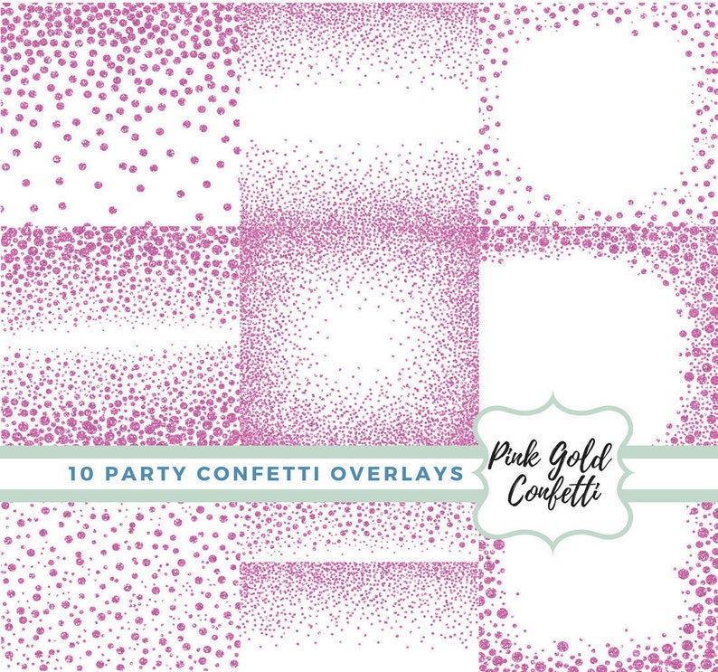 Download Glitter Rose Party Confetti Overlays Clipart Polka Dot Clip Etsy