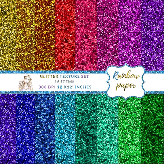 Seamless Glitter digital paper set rainbow colors glitter Etsy