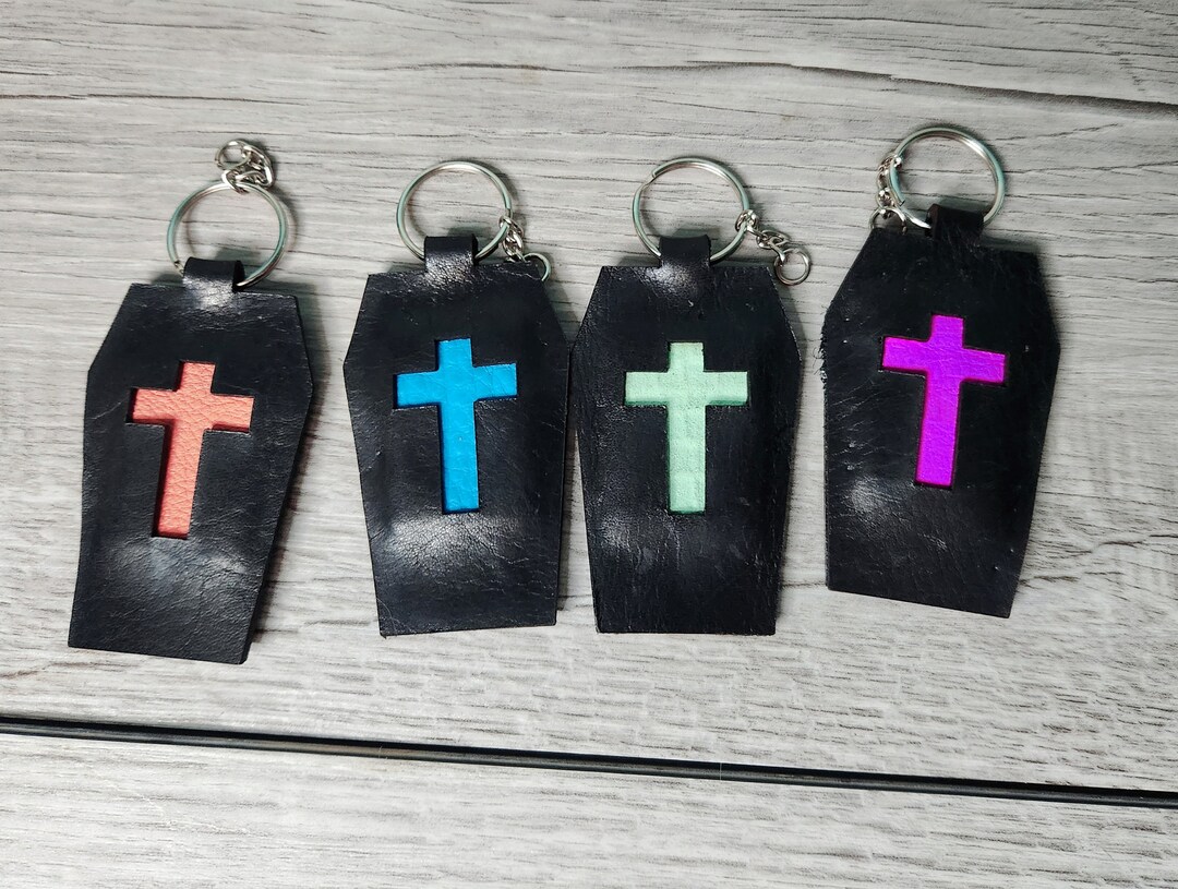 Coffin Leather Keychain| Leather Keychain| Keychain| Coffin| Graveyard ...
