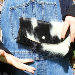 Cowhide Leather Wallet Black and Brown| Cowhide Wallet| Leather Wallet| Boho Wallet| Western Wallet